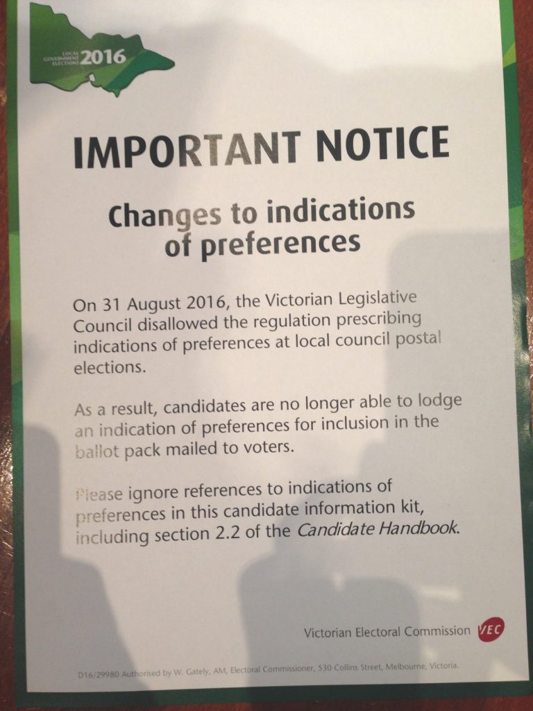 VEC preferences notice