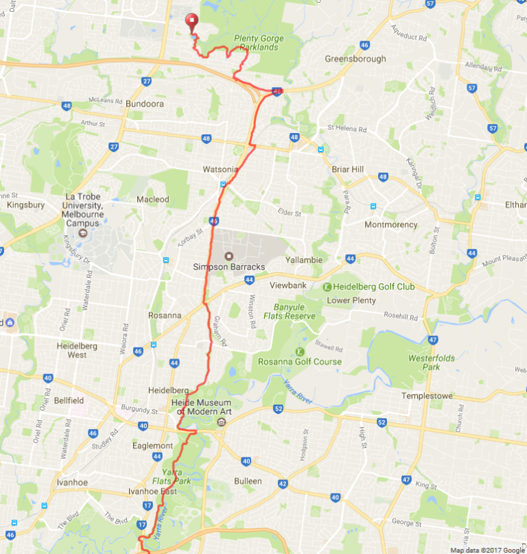 North Balwyn to Bundoora whole route map | Philip Mallis