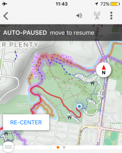 Map of Westerfolds Park showing my wrong turn route away from the Main Yarra Trail